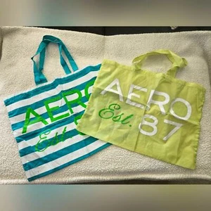 Aeropostale large bags green teal blue set of 2 thin lightweight bags - Picture 1 of 11
