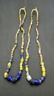 2 brins perles de verre commerciales africaines vénitiennes faites main touareg ethnique tribale 26" LG