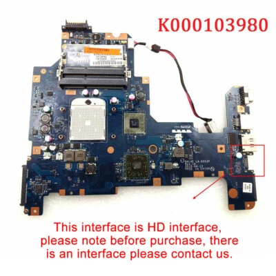 K000103980 For Toshiba Satellite L675 L675D AMD laptop Motherboard LA-6053P - Image 1 of 4