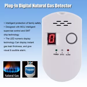 Plug Digital Natural Gas Detector Home Propane Combustible Gas Leak Alarm U4H1 - Picture 1 of 11