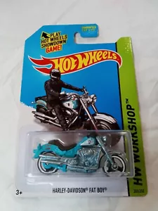 2014 HOT WHEELS HW WORKSHOP ** HARLEY-DAVIDSON FAT BOY ** #209 1:64 - Picture 1 of 6