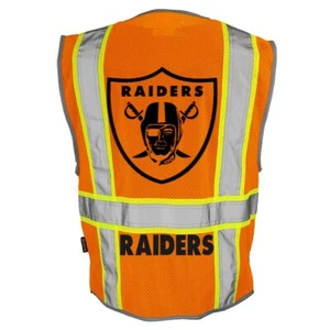 🏈🦺LAS VEGAS RAIDERS WORK SAFETY PPE REFLECTIVE VEST LOGO SIZE M-4XL ORANGE - Picture 1 of 4