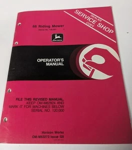 John Deere 68 Riding Mowers Operator's Manual OM-M83273 Issue G9 Dealer Copy - Picture 1 of 5