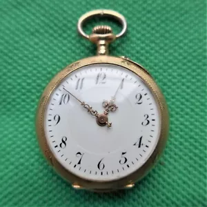 hübsche DAMEN TASCHENUHR, Gold-14K, wohl Clémence-Beurret-Schweiz, gute Funktion - Bild 1 von 6