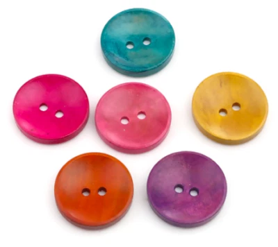 HANDARBEIT-LIEBLINGSLADEN 50 Holzknöpfe 25mm 2-Loch rund bunter Mix Knöpfe annähen basteln Knöpfe 2-Loch