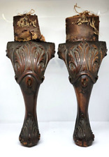 Two Vintage Wood Carved Claw Foot Legs For Chair Restoration Salvage
