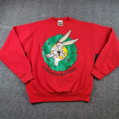 Suéter De Colección Looney Tunes Mujer Grande Rojo Bugs Bunny Feo Navidad Pullover Foto 1 de 4
