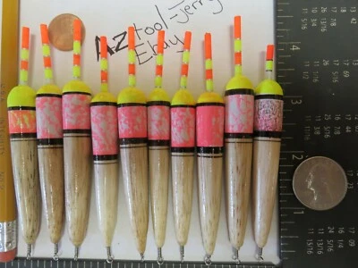10 NEW WOOD SLIP FLOATS / BOBBERS PANFISH  ICE FISHING NO FREEZE UP ON LINE B19 - Image 1 of 4