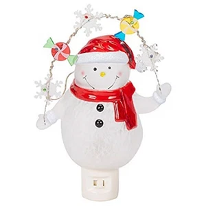 7.7 Inch Snowman with LED Night Light Snowflake Candy Icons New - Picture 1 of 4