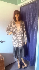 Vintage S.I.L.K.S by St. Gillian 100% Silk Slip Dress and Top Set 10 Grey Pink - Picture 1 of 13