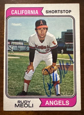 1974 Topps RUDY MEOLI Autographed Baseball Card #188 ANGELS - Image 1 of 2