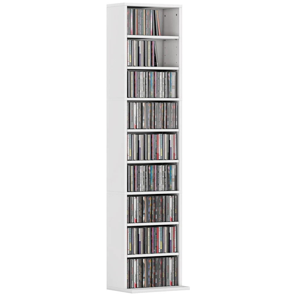 HOMCOM Scaffale Porta CD con 6 Ripiani Regolabili per 260 CD/120 DVD Bianco - Immagine 1 di 1
