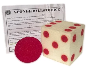JUMBO SPONGE BALLS TO DICE Magic Trick 2 Changes Into Foam Die Comedy Red White - Picture 1 of 9