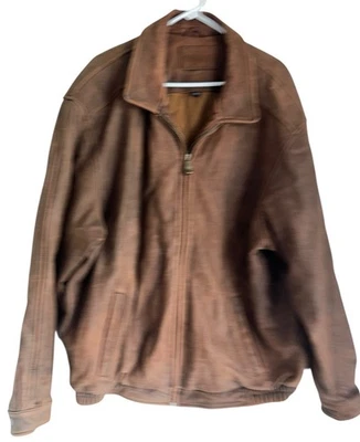 Croft & Barrow Mens Brown Leather Bomber Jacket Size XLT Full Zip Classic - Image 1 of 4