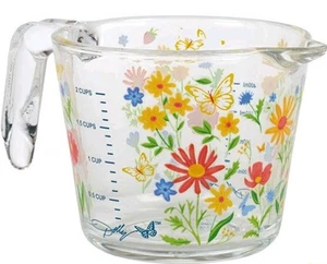 NEW DOLLY PARTON 2 cup measuring GLASS WILDFLOWER Butterfly Kitchen 2025 Floral - Picture 1 of 1