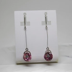 Feine Ohrringe Frau Elegante Und Mit Swarovski Kristall Rosa - Picture 1 of 4