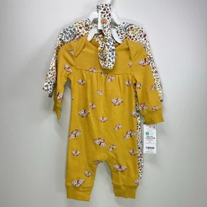 NEW NWT Carters Girls 3 Months Pretty 2 Pack Jumpsuits With headband - Picture 1 of 5