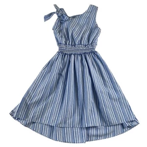 Habitual Kid's Dress Girls Size 12 Blue Striped Asymmetrical Strap Hi Low Hem - Picture 1 of 11