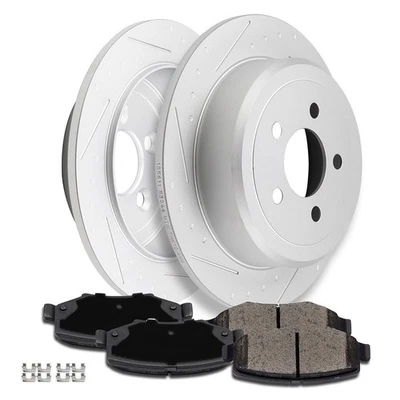 Rear Brake Rotors Discs And Ceramic Pads For 2010-2011 Dodge Nitro Jeep Liberty Foto 1 de 4