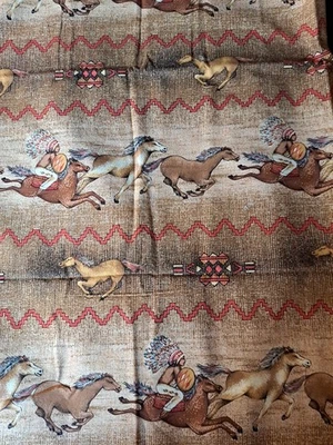 2 Yards x 44" Sewing Quilting  Cotton Fabric Native American Wild Horses Kaufman - Image 1 of 3