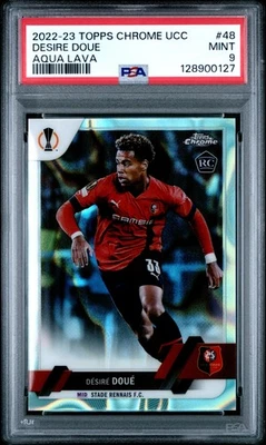 2022-23 TOPPS CHROME UEFA CLUB COMPETITIONS AQUA LAVA #48 DESIRE DOUE RC PSA 9 - Image 1 of 2