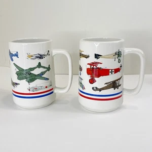 2 Vintage Otagiri Flugzeug Militär Jagdflugzeuge Kaffee Tee Becher Tasse Luftfahrt - Bild 1 von 9