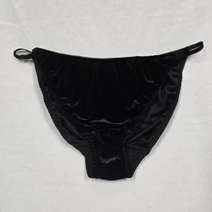 Mutandine bikini Cacique vintage nere in velluto con perizoma 18 20 - Foto 1 di 7