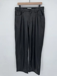 Abercrombie & Fitch Hose Damen 32/14 schwarz veganes Leder hoher Bund Relaxed Fit - Bild 1 von 11