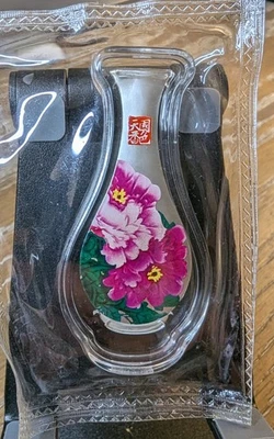 NEW Chinese Red & Pink  Flower Vase 10 Gram .999 Silver Colorized Art Bar - Image 1 of 2