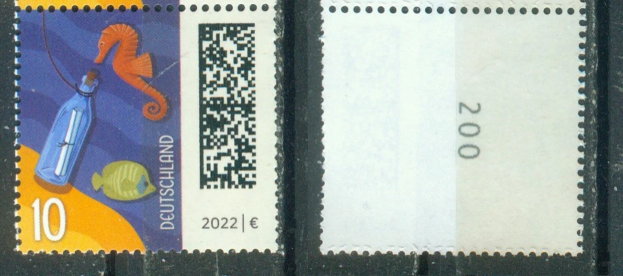     3723 Flaschenpost, **, ROLLENANFANG Nr. 200, EAN-Code mgl., Bundesdruckerei - Bild 1 von 1