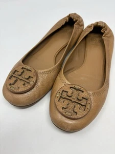 Tory Burch Minnie Travel Ballet Flats Camel / Royal Tan Pebbled Leather Size 8 - Bild 1 von 15