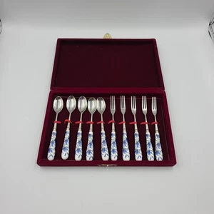 Sammi Industrial Co. Orientalischer Stil Dessertsilberbesteck mit Keramikgriff 10 Teile - Bild 1 von 15