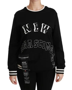 Dolce & Gabbana SequinEmbroidered Crew Neck Sweatshirt Women Black Sweaters - Picture 1 of 6