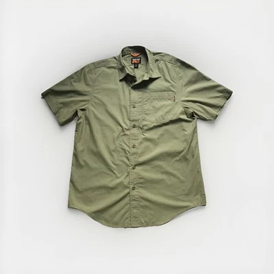 Camisa Timberland Para Hombres Mediana Verde Sólida Ventilada Manga Corta Senderismo Abotonada Foto 1 de 4