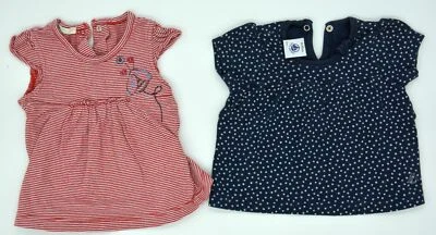 Original Conjunto de Bebé 2 Camisetas De Petit Bateau Y Benetton Talla 60 62 - Imagen 1 de 2