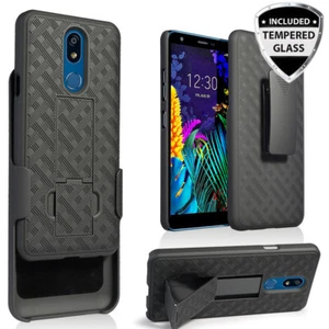 for LG ARISTO 4+PLUS/ Escape/K30 Shell Holster Combo Belt Clip Case+Screen Glass - Picture 1 of 10