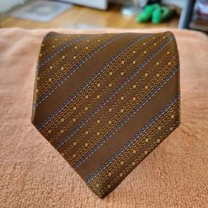 brioni silk tie 59" × 3 1/2" brown gold blue spiral chain striped mase in Italy - Picture 1 of 5
