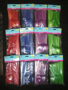 Plastic Flatware Sets 12 Packages 24 count each 8 Knives 8 Forks 8 Spoons 288pcs - Picture 1 of 5