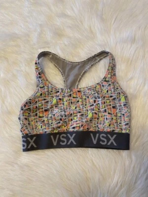 VSX Victoria’s Secret Sports Bra Womens Size Medium Gray Multi-color Racerback - Image 1 of 4