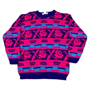 Maglione donna vintage anni 90 Jamie Rose fantasia multicolore taglia media - Foto 1 di 5