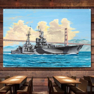 Heavy cruiser Indianapolis Posters & Prints Wall Hanging Flag Canvas Painting - Image 1 of 4