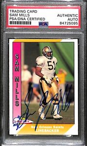 Sam Mills 1991 Pacific #334 Signed Autographed Rookie Card PSA NFL 2022 HOF (RC)