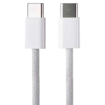 Original Apple 60W Braided USB C to USB C Charge Cable A2795 1m/3.3ft - White - Image 1 of 2