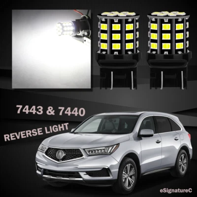 2 x White Backup Reverse Light 7443 7440 33SMD LED For 2014 - 2019 Acura MDX - Image 1 of 4