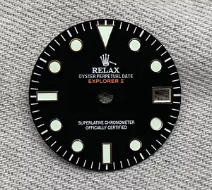 Quadrante Relax Explorer II nero opaco per seiko mod NH34 - Foto 1 di 7