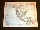 Carta geografica o mappa Berghaus del 1882 Ancient map America del nord