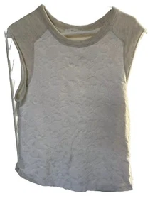 Zara Collection M Women/Basic Short Sleeve Cream Knit Sleeveless Embossed - Picture 1 of 5