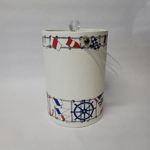 Cubo de Hielo con Tapa y Mango Giratorio Náutico Rojo Blanco Azul 11" Alto - Imagen 1 de 12