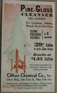 Vintage c.1930 Clifton Chemical Company Advertisement Card - Pine Gloss Cleanser - Picture 1 of 1