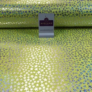 Gelb mit silbernen Sternen Hologramm bedruckt Computer Folie Stoff 45" M7-10 Mtex - Bild 1 von 7